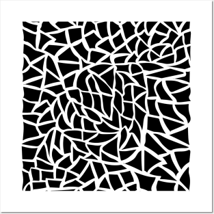 Black and white abstract mosaic print pattern Posters and Art